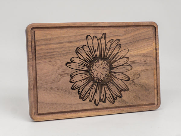 Sunflower Walnut Cutting Board with Drip Ring