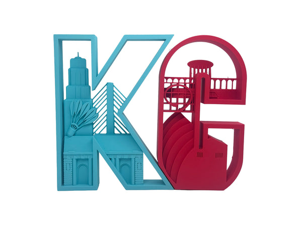 Kansas City - City Letters - Teal and Red