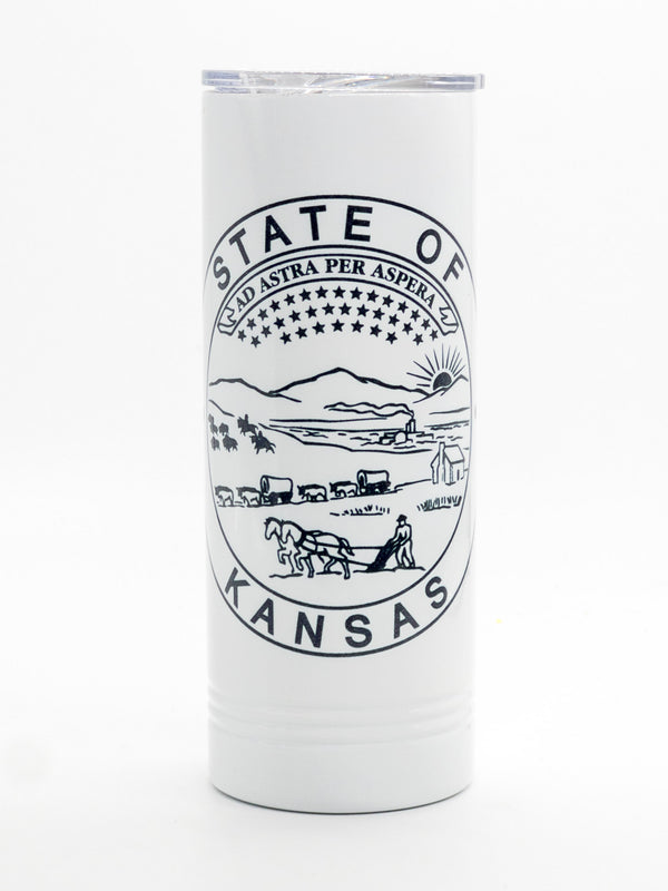 State Of Kansas Seal Skinny Tumbler