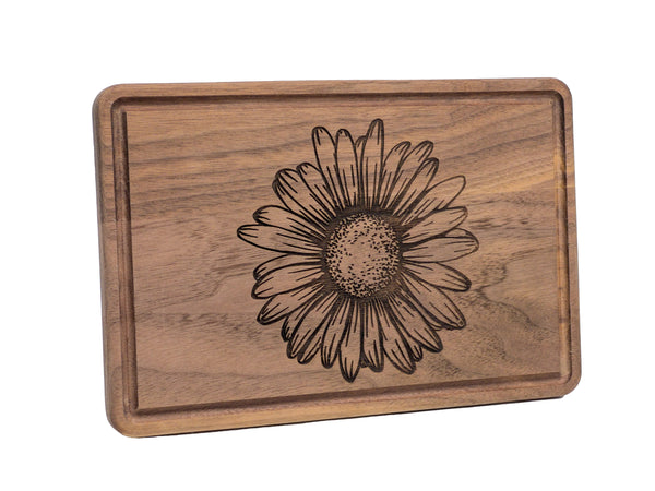 Sunflower Walnut Cutting Board with Drip Ring