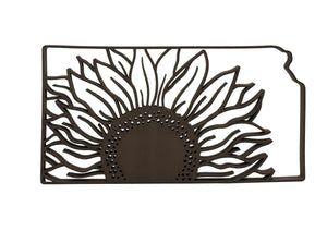 Kansas Outline with Sunflower Sign