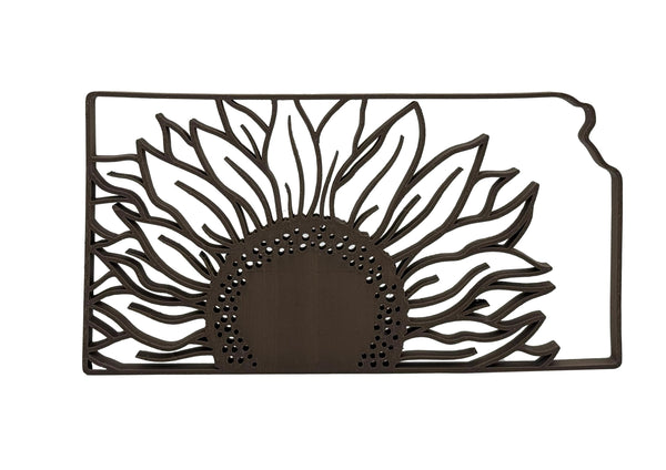 Kansas Outline with Sunflower Sign
