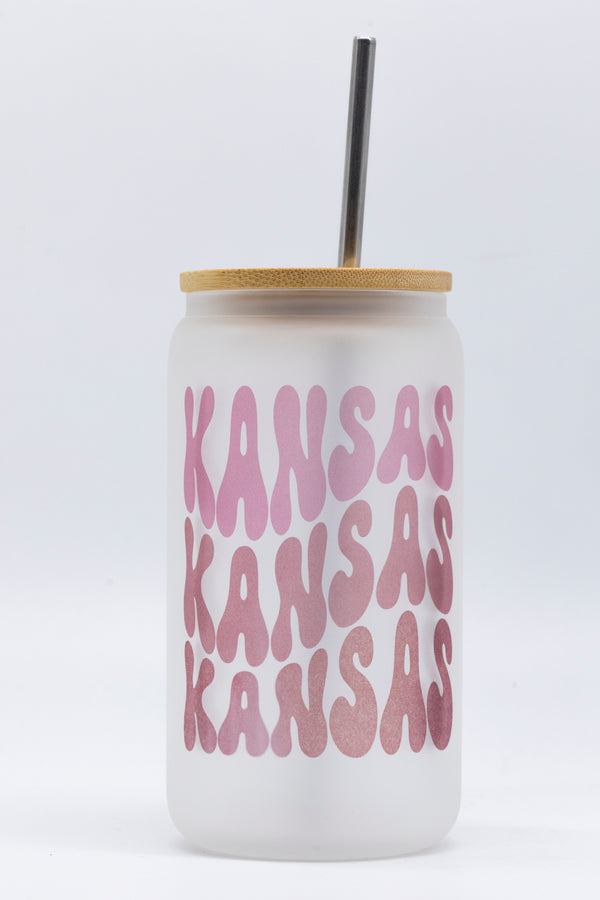 Kansas Frosted Iced Coffee Glass Frosted Cup
