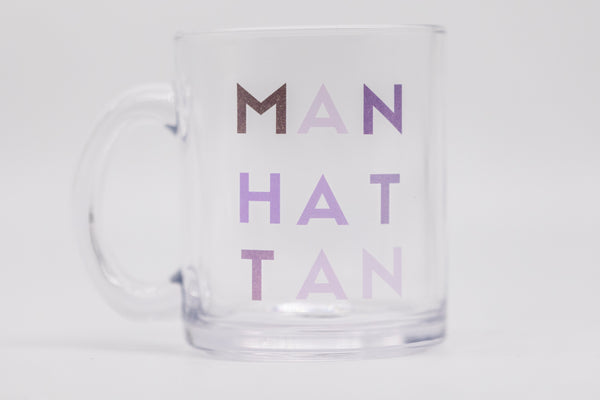 MAN HAT TAN Clear Glass Mug