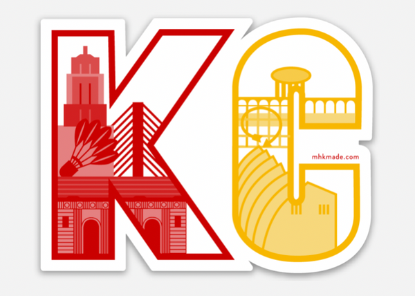 Kansas City - City Letters Sticker (Red and Yellow)