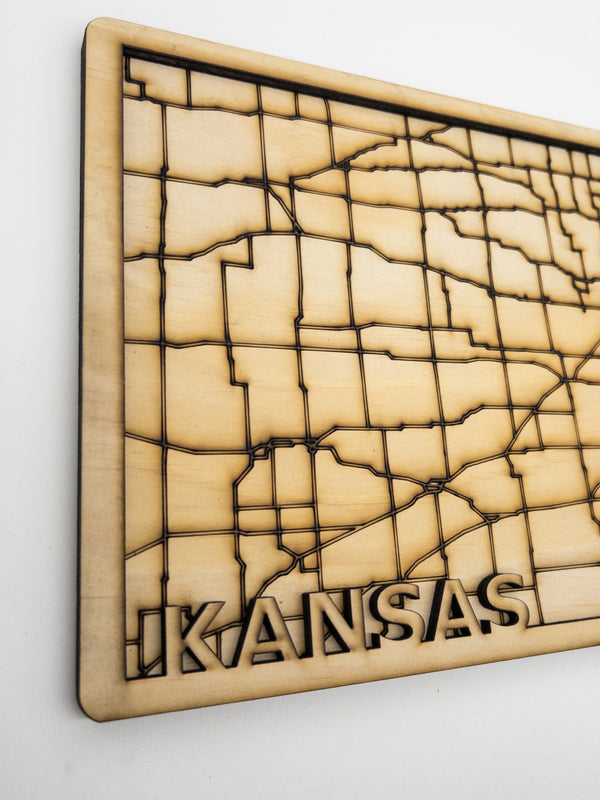 Kansas Outline with Roads